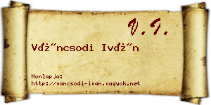 Váncsodi Iván névjegykártya
